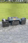 Rattan Outdoor Gas Fire Pit Table Gas Heater Sets Lounge Sofa Reclining Chairs