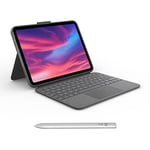 Logitech Combo Touch Étui Clavier pour iPad (10e génération) avec Clavier Amovible et Stylet numérique Crayon (USB-C) pour Tous Les iPads (Versions 2018 et ultérieures)