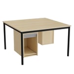 Sybord 136, 1200x1200 mm, höjd 720 mm, björklaminat, svart stativ
