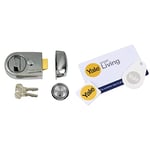 Yale P-Y3-CH-CH-60 Contemporary Nightlatch, Standard Security, Chrome Finish, 60 mm Backset & P-YD-01-CON-RFIDM Smart Door Lock Accessory Bundle - Key Card, Key Tag and Phone Tag, White