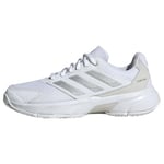 adidas Women's CourtJam Control 3 Tennis Shoes Sneaker, Cloud White/Silver Metallic/Grey One, 6 UK