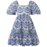 Bardot Junior Ellory Broderad Mini Klänning Periwinkle | Vit | 4 years