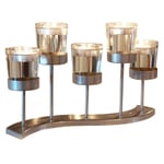 Metal Candlestick Holder, Transparent Glass Candle Light Holder Tea Light Holder Round Candelabra Tealight Stand Candlestick Rack for Romantic Wedding Decor Valentine's Day Centerpieces Decorations