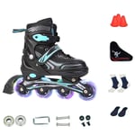 Four rounds Roller inline Skates Women Boy girl Kids，DOT certified aluminum alloy bracket,Eight wheels flash，ABEC-7 bearing，PP shoe shell, PU wheels inline Skates (Color : A, Size : L(39-42))