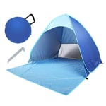 Portable Beach Tent Instant Pop Up Tent Fit 2-3 Man, Automatic Sun Shelter Tents Anti UV Compact Tent for Beach Garden Camping Fishing Picnic Blue