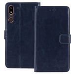 TienJueShi Dark Blue Book Stand TPU Silicone Business Flip Leather Protector Case For Doro 8050 5.7 inch Cover Etui Wallet
