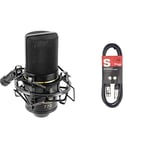 MXL 770 Small Diaphragm Condenser Microphone & Stagg 3M / 10ft XLR to XLR Cable, 3-Pin Male to Female, Suitable for Microphone, PA System, Audio Mixer, Studio Monitors, Audio Recording