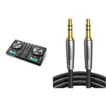 Native Instruments Traktor Kontrol S2 MK3, 2-Channel DJ Controller, 16 Pads, Integrated Soundcard & UGREEN Aux Cable Braided Stereo 3.5mm Audio Cable Headphone Mini Jack Male to Male Auxiliary TRS Lea
