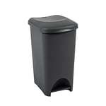 Addis Eco Made from 100 Percent Plastic Family Kitchen Pedal Bin, 519001ADF, Recycled Dark Grey, 40 Litre