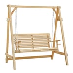 Outdoor 2 Seater Larch Wood Garden Swing Chair Seat Hammock Lounger