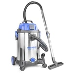 Hyundai Wet and Dry Vacuum Cleaner 30L, 1400W, Industrial Vacuum Cleaner, 4.5m Cable & 19kpa Suction Power Carpet Upholstery Cleaner, Stainless Steel Container, 3 Year Warranty