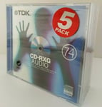 TDK CD-R74 CD-RXG74EN 5 Pack Audio Music CD-R Blank Recordable Disc 74 MINS NEW