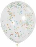 6 stk 30 cm Genomskinliga Ballonger med Flerfärgad Konfetti