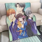 QTRT FRUITS BASKET - A Collection Of Four Heroes 3D Printed Blanket Cartoon Anime Characters Soft Plush Flannel Blanket Quilt Anime Fans Otaku Gift Bedding (Color : Flannel, Size : 100x150cm)