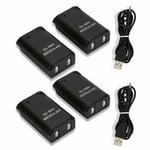 For XBox 360 Controller Battery 4-Pack Rechargeable Batteries 4800mAh +USB Cable