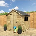 8 x 5 Pressure Treated Low Eaves Apex Garden Shed with Single Door