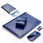 ele ELEOPTION Macbook Sleeve Case 6 Pcs Set, Ultra Slim PU Leather Waterproof Protective Notebook Laptop Cover Bag with Power Bag, Mouse Bag (11.6 Inch, Navy Blue)