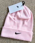 Genuine NIKE Powder Pink Cuff BEANIE Metal Swoosh ADULT Hat Toque *Super Comfy*