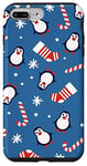 Coque pour iPhone 7 Plus/8 Plus Pingouins Chaussettes Flocons de neige Sucre Canne à sucre Bonbons