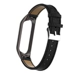 Bracelet en cuir avec cadre de montre pour Xiaomi Mi Band 5 - Noir