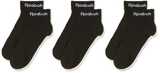 Reebok Unisex Active Core 3 Pairs Ankle Socks, Black, S