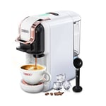 HIBREW H2B Cafétière à capsules, Machine à café multi capsules 5 en 1, Compatible avec DG/Nes/Dosettes ES*/Café moulu, Arrêt automatique, Espresso parfait, Blanc