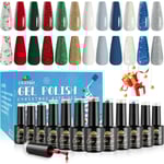 12 färger jul gel nagellack set, nagellack kit för kvinnor flickor DIY nagelkonst