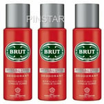 3 x 200ML  BRUT ATTRACTION TOTALE MENS DEODORANT BODY SPRAY