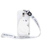 WOOHOO Compatible with Samsung J6 Phone Case Ice Bear (lanyard long) 3D Cartoon Silicone Animals Cover Cute Case With Strap Cord For Women Kids - White