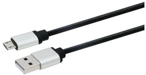 Essentials Leather USB-A to MicroUSB Cable - Svart