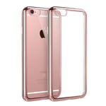 SS Tech Case for iPhone 8 Plus/iPhone 7 Plus (5.5") Rose Gold Plating Bumper [Metal Electroplating] Soft Gel TPU Silicone Case [Drop Protection/Shock Absorption Technology]