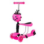 Children Scooter Three-Wheel Flashing Raised Lowered Height Adjustable Handlebar Kick Scooter for Kids Toddler Aged 1-12 Years 2 in 1 Pedal Skate Girls Boys,Pink