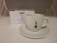 1 Bialetti White Cappuccino Cup And Saucer Porcelain 240ml Coffee Cup