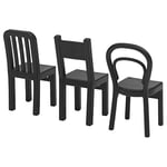 Ikea Fjantig Lot de 3 Crochets de Porte en Forme de Chaise – Profondeur : 6 cm Hauteur : 12 cm – Noir, Plastique, Non renseigné