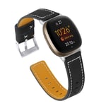 Tencloud Straps Compatible with Fitbit Versa 3 Strap, Replacement Leather Band Wristband for Fitbit Sense/Versa 3 Smartwatch Women Men (Black)
