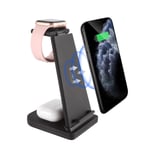 BEST UNION Wireless Charger 3 in 1-15 W/10 W/7.5 W Wireless Fast Charger Stand, Folding Magnetic Charging Dock for Q i-enabled Android Cell Phone 2 W Fast Charging Mode for Apple Watch Series-Black