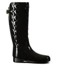 Hunter Refined Gloss Quilt Tall Wellington Boots - Black
