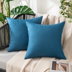 MIULEE Outdoor Waterproof Cushion Covers 18x18 Inches for Garden Furniture Water Resistant Pillow Covers Outside Scatter Cushions for Patio Couch Sofa Linen Balcony Set of 2, 45x45cm Navy