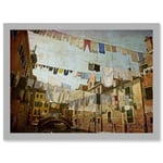 Clotheslines Venice Washing Line Laundry By Cityscape A4 Artwork Framed Wall Art Print