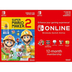 Super Mario Maker 2 [Switch Download Code] + Switch Online 12 Months [Download Code]