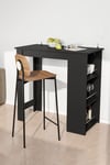 Black Modern Chipboard Bar Table with 3 Storage Shelves for Kitchen Dinning Room