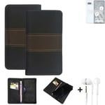 Wallet Case + headphones for Google Pixel 7a Protective Cover Brown