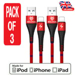3pcs Heavy Duty Braided Lightning Usb Charger Cable 2m For Iphone X8 7 6 5 Ipad