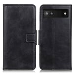 Google Pixel 6A Fodral Crazy Horse Läder Svart