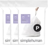 Simplehuman CW0263 code P Custom Fit Bin Liner Bulk Pack, White Plastic 3 Pack