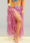 Womens Long Purple Hawaiian Grass Skirt with Flowers