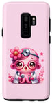 Coque pour Galaxy S9+ Fond rose avec jolie pieuvre Docteur en rose