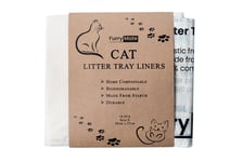 Furry Mate - Biodegradable Home Compostable Cat Litter Tray Liners - Eco Friendly Plastic Free Made From Corn Starch Kitten Pet Small Bags Size 68 cm x 27 cm