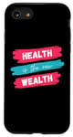 iPhone SE (2020) / 7 / 8 Health is the new Wealth Red and Teal Brushstroke Typography Case