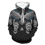Twelve constellations Unisex hoodies Viking eagle colourful, durable – design hoodies black.